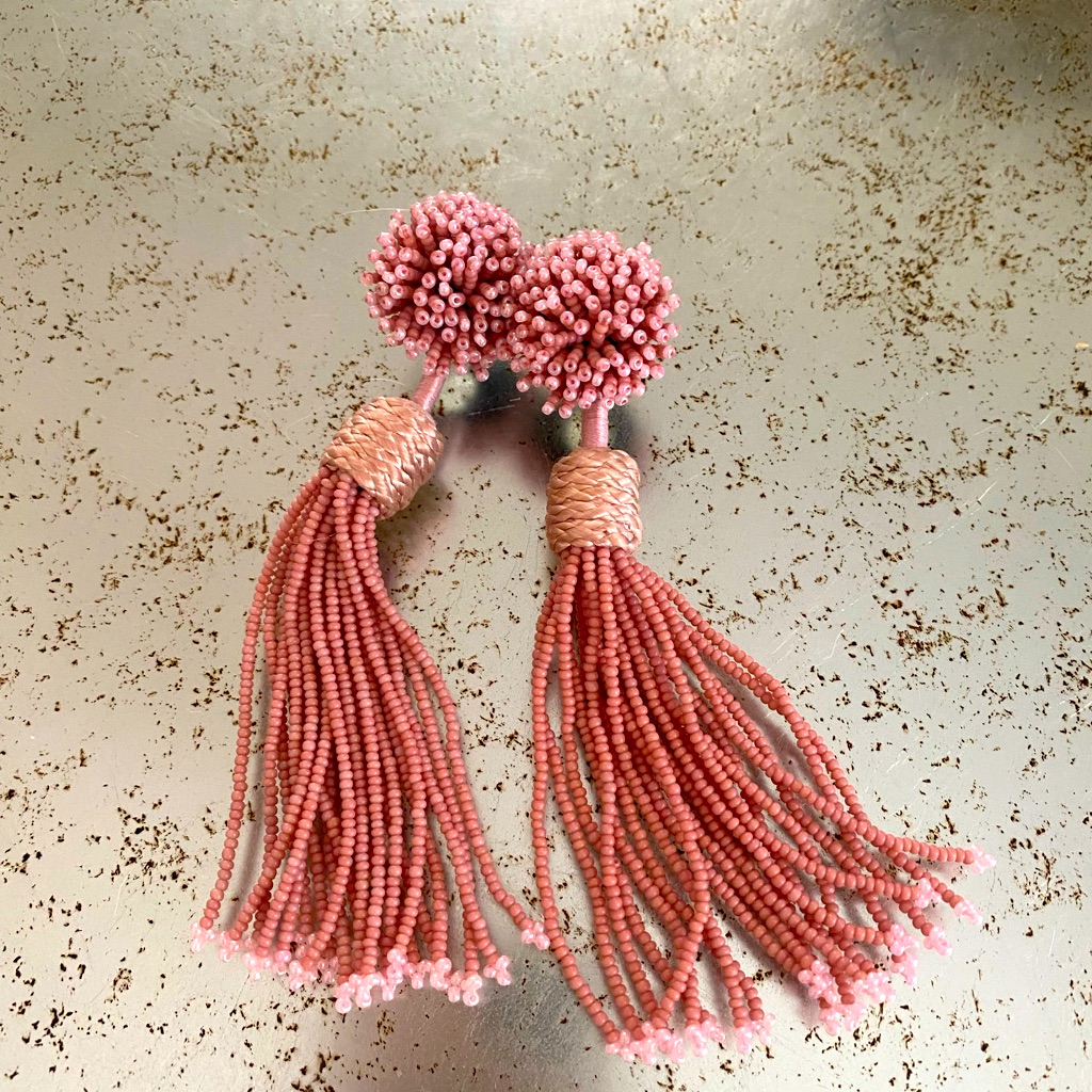 Mignonne Gavigan Lana Beaded Pompom Tassel Earrings 150$